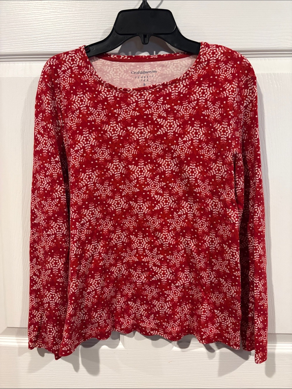 croft & barrow Red Snowflake-Print Long Sleeve Tee